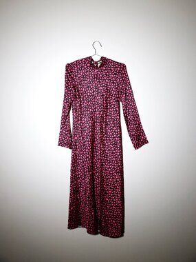 NEW HACHE Printed Maxi Dress Womens 40 Black Pink Long Sleeve Floral Designer